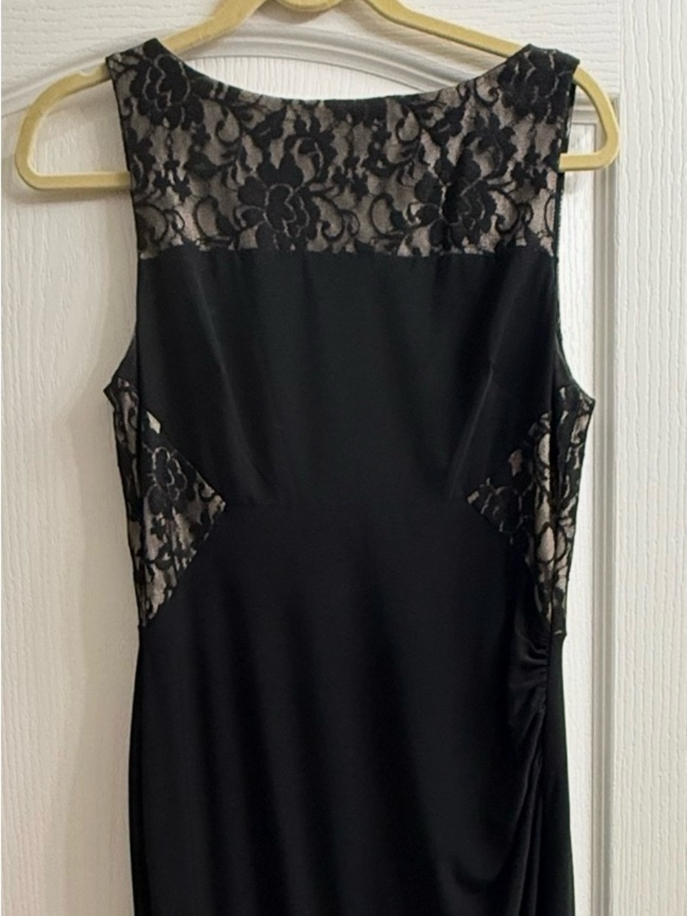 Chaps Black Lace-Accent Maxi Dress
